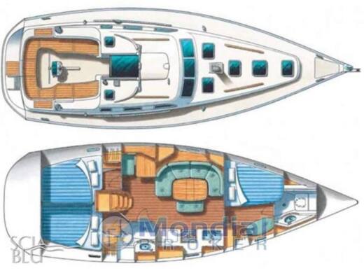 Sailboat Beneteau Oceanis Clipper 393 Boot Grundriss