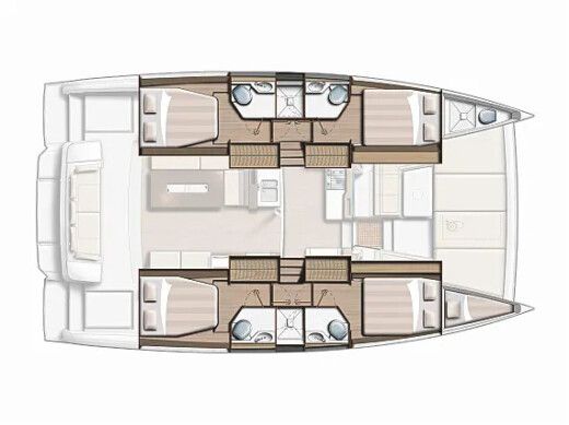 Catamaran  Bali 4.2 Open Space Plattegrond van de boot