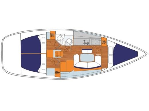 Sailboat Sunsail 38 Boot Grundriss
