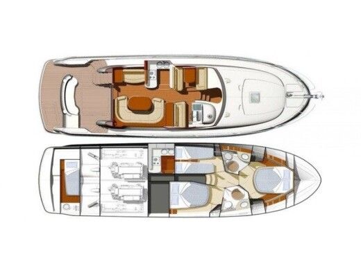Motorboat JEANNEAU PRESTIGE 46 FLY boat plan