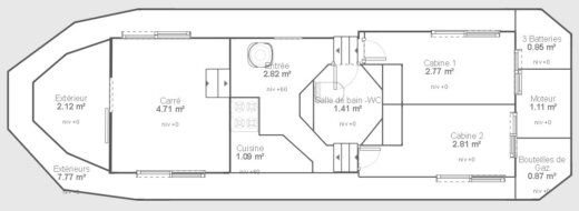 Motorboat JEANNEAU EAU VIVE SANS PERMIS (Agrément) boat plan