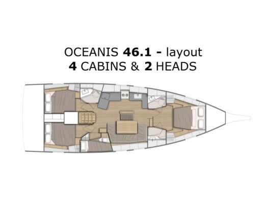 Sailboat  Oceanis 46.1 - owner version Boat layout