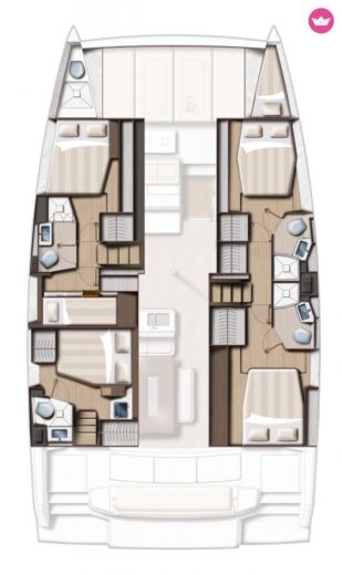Catamaran Catana Group Bali 4.6 - 5 + 1 cab. Plan du bateau