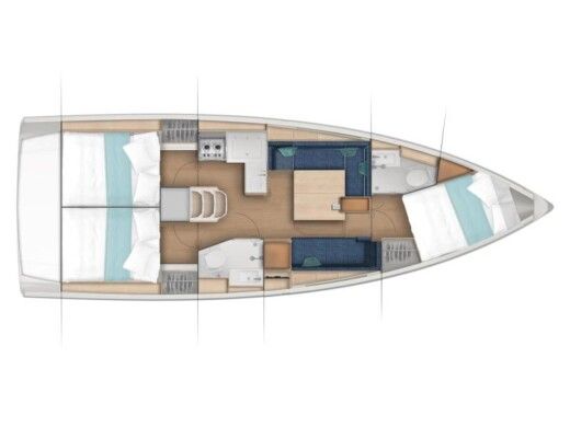 Sailboat  Sun Odyssey 380 Planimetria della barca