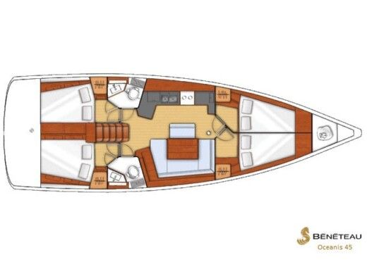 Sailboat BENETEAU OCEANIS 45 Plattegrond van de boot