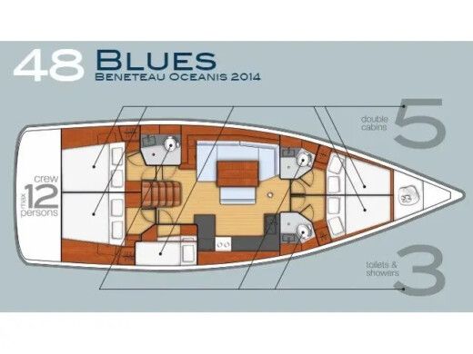 Sailboat  Oceanis 48 (5 cabins) boat plan