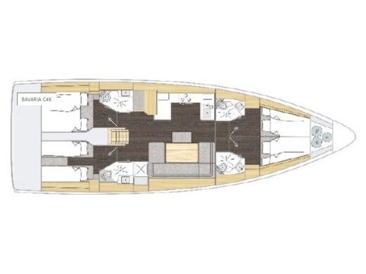 Sailboat  Bavaria C46 Plattegrond van de boot