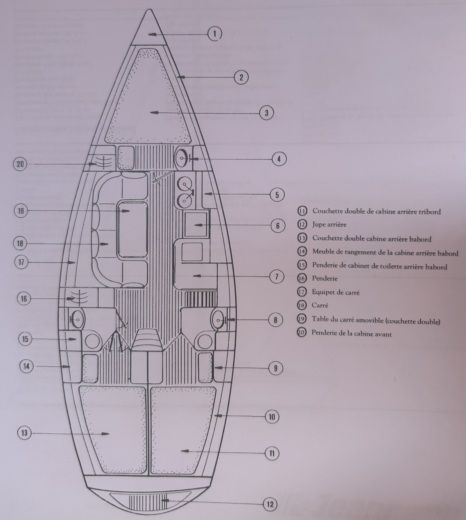 Sailboat Jeanneau Sun charm 39 Plan du bateau