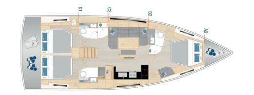Sailboat Hanse 46 Boat layout