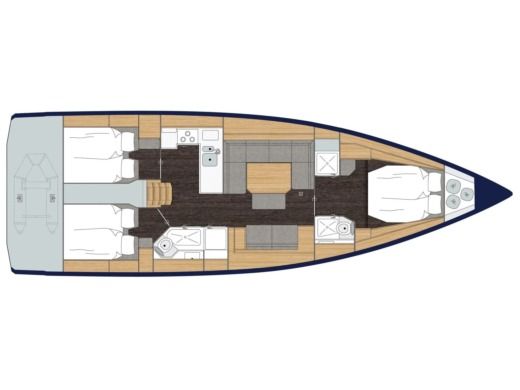 Sailboat  Bavaria C45 (3 cbs) Plattegrond van de boot