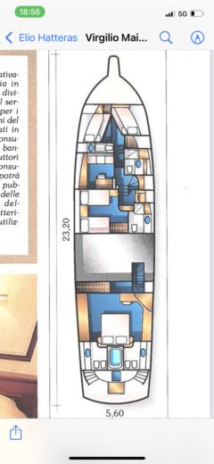 Motorboat Hatteras M/Y 70 Planimetria della barca