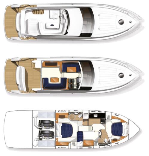 Motor Yacht Princess 54 FLY Boot Grundriss