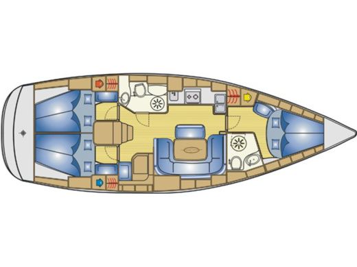 Sailboat Bavaria Cruiser 39 Plattegrond van de boot