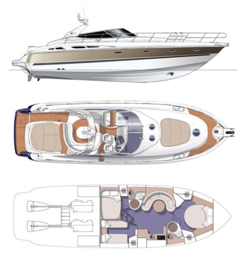 Motorboat Cranchi Mediterranee 50 open Plattegrond van de boot