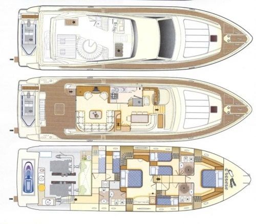 Motor Yacht Ferretti 68 Plano del barco