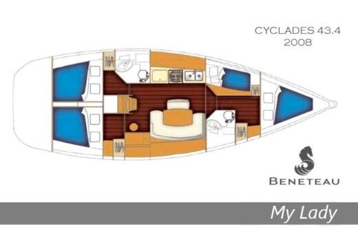Sailboat Beneteau Cyclades 43.4 Boot Grundriss