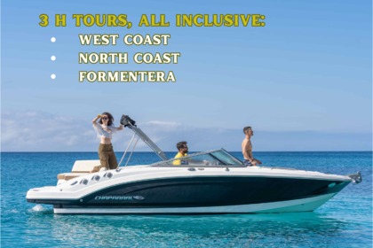 Miete Motorboot Chaparral 3 h Tours, all inclusive. Sant Antoni de Portmany