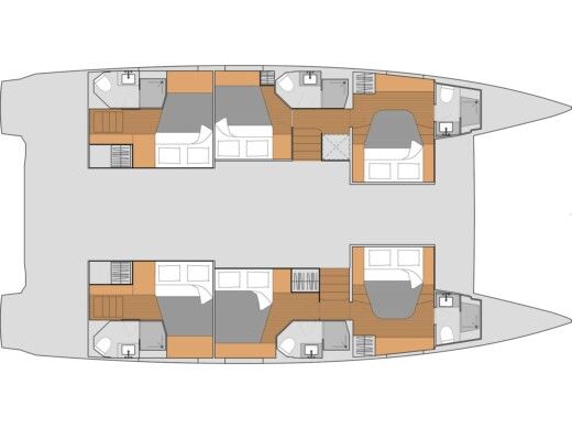 Catamaran  Aura 51 /6 cab Boat layout