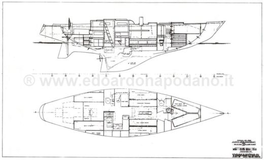 Sailboat Benello Freya 45 Plattegrond van de boot