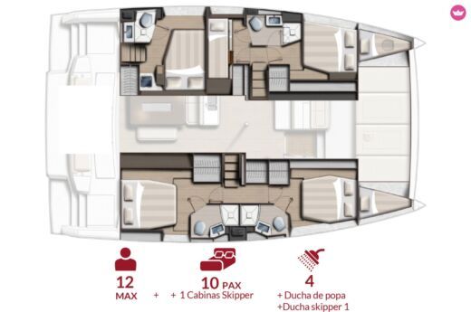 Catamaran CATANA BALI 4.6- 5 CABINS Boat design plan