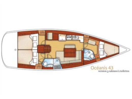 Sailboat Beneteau Oceanis 43 Boot Grundriss