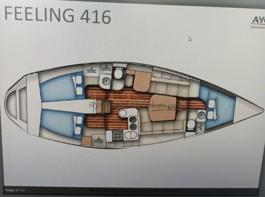 Sailboat Kirie - Feeling Feeling 416 Boat layout