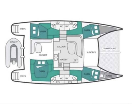 Catamaran Fountaine Pajot Orana 44 Boot Grundriss
