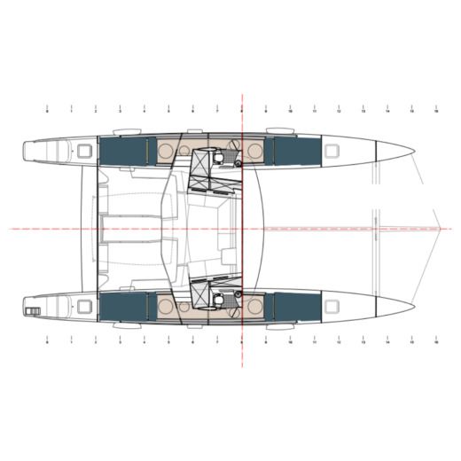 Catamaran XL Catamarans TS 52.8 Plattegrond van de boot
