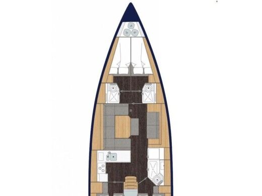 Sailboat  Bavaria C45 Plattegrond van de boot