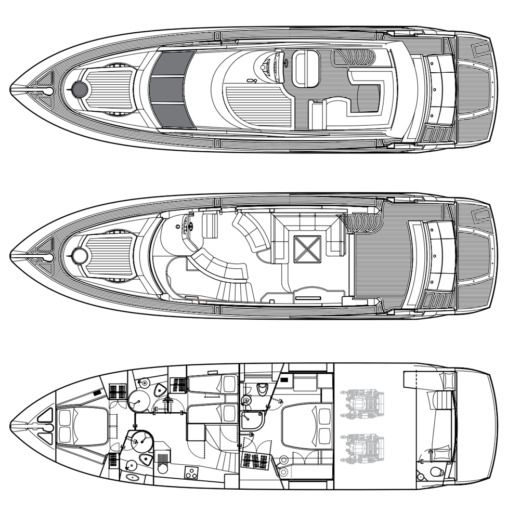 Motorboat Sunseeker 60 Manhattan Σχέδιο κάτοψης σκάφους