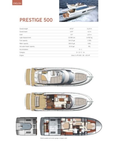 Motor Yacht Prestige 500 Planimetria della barca