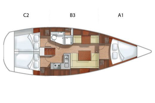 Sailboat Hanse 370e Boot Grundriss