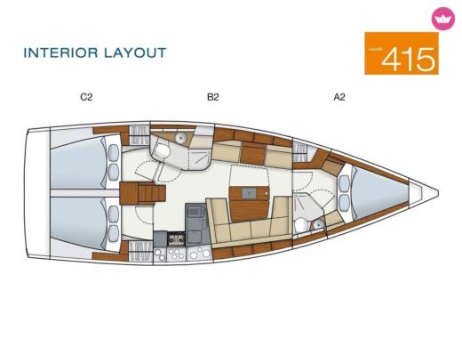 Sailboat Hanse 415 Boot Grundriss