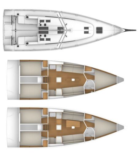 Sailboat Beneteau First 36 Plattegrond van de boot