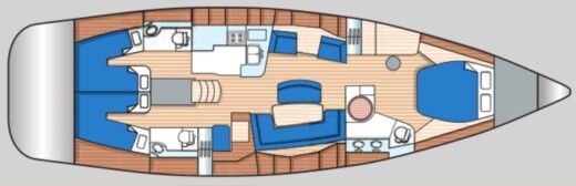 Sailboat Elan 514 Luxury crewed charter Plattegrond van de boot