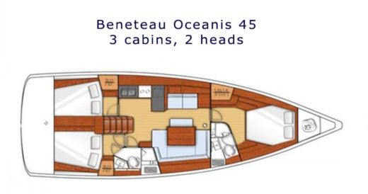 Sailboat Beneteau Oceanis 45 Plattegrond van de boot