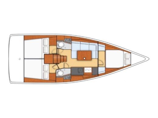 Sailboat Sunsail 38 Plattegrond van de boot