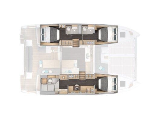 Catamaran  Lagoon 43 (3 cab) Plattegrond van de boot