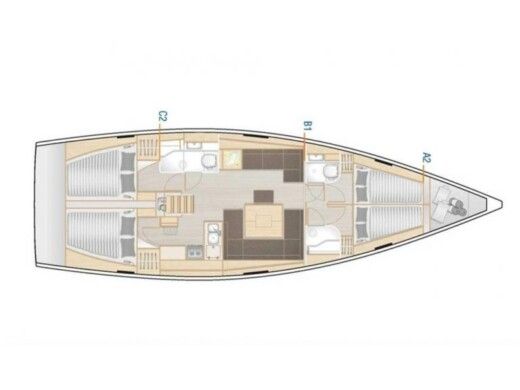 Sailboat  Hanse 458 Plattegrond van de boot