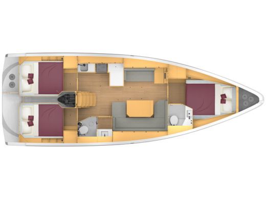 Sailboat Bavaria 42 Plattegrond van de boot
