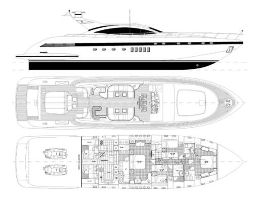 Motor Yacht Mangusta 92 Planimetria della barca