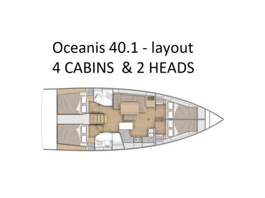 Sailboat  Oceanis 40.1 - 4D cab Plano del barco