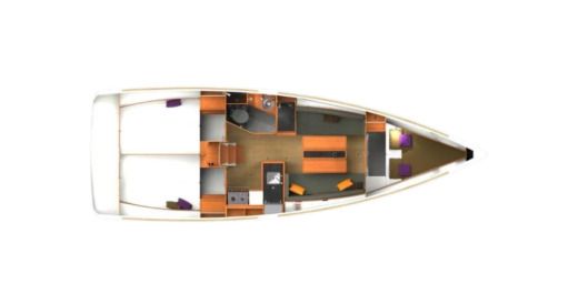 Sailboat  Sun Odyssey 349 3 cab Plattegrond van de boot