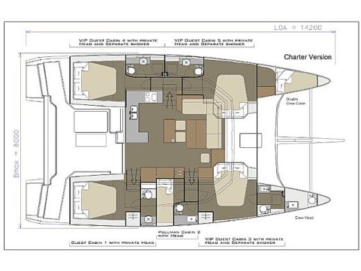 Catamaran  Dufour 48 Catamaran Plan du bateau