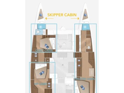Catamaran Lagoon Lagoon 52 F Owner Version Σχέδιο κάτοψης σκάφους