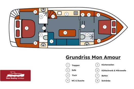 Motor Yacht Gruno 35 Classic EXCELLENT Mon Amour Plattegrond van de boot